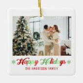 prettige feestdagen 2 foto's keramisch ornament (Voorkant)