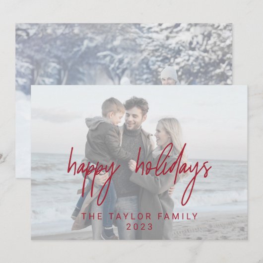 Prettige feestdagen 2 horizontale foto's feestdagenkaart (Voorkant / Achterkant)