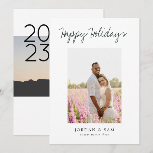 Prettige feestdagen ₩ 2-Photo Couple Feestdagenkaart (Voorkant / Achterkant)