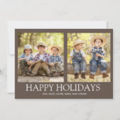 prettige feestdagen 2-serie Foto Rustic Brown Feestdagenkaart (Voorkant)