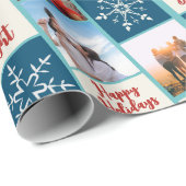 prettige feestdagen 3 Family Photo Collage Script Cadeaupapier (Rol Hoek)