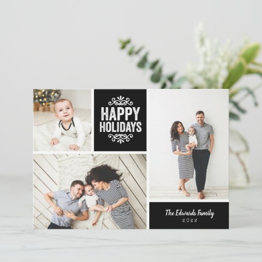 prettige feestdagen 3 Foto collage Feestdagenkaart (Staand voorkant)