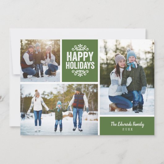 Prettige Feestdagen 3 Foto Collage Feestdagenkaart (Voorkant)