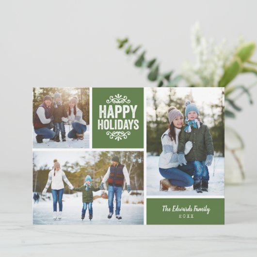 Prettige Feestdagen 3 Foto Collage Feestdagenkaart (Staand voorkant)
