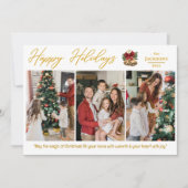 Prettige feestdagen · 3-foto collage modern goud f feestdagenkaart (Voorkant)