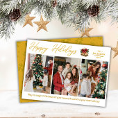 Prettige feestdagen · 3-foto collage modern goud f feestdagenkaart
