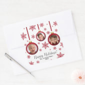 Prettige feestdagen 3 Foto Leuke Rode Baubles Kers Vierkante Sticker (Envelop)