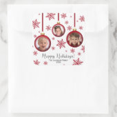 Prettige feestdagen 3 Foto Leuke Rode Baubles Kers Vierkante Sticker (Tas)