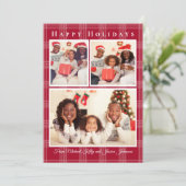 prettige feestdagen 3 foto's collage rode buffalo feestdagenkaart (Staand voorkant)