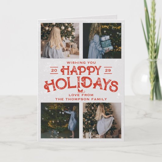 prettige feestdagen 4 Familiefoto's Collage Kerstm (Voorkant)