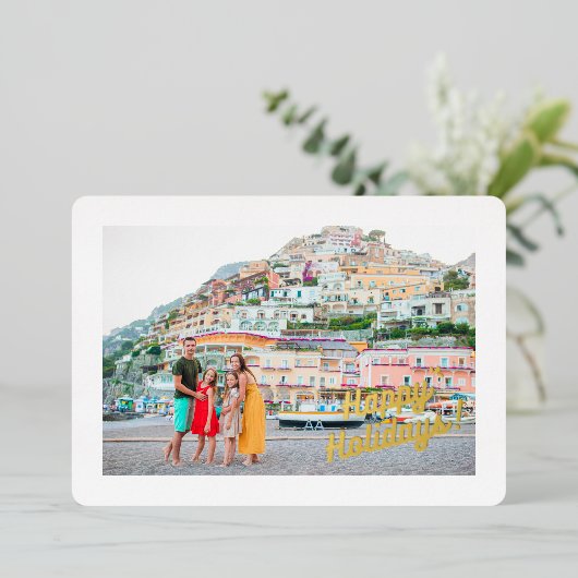 Prettige feestdagen 4 Foto Familie Vakantie Goud (Staand Voorkant)