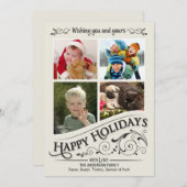  Prettige feestdagen 4-Photo Flat Card Feestdagenkaart (Voorkant / Achterkant)