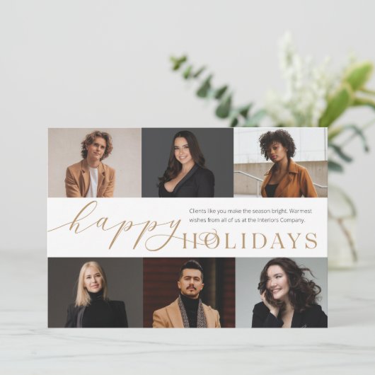 prettige feestdagen 6 Foto Business Holiday Card Feestdagenkaart (Staand voorkant)