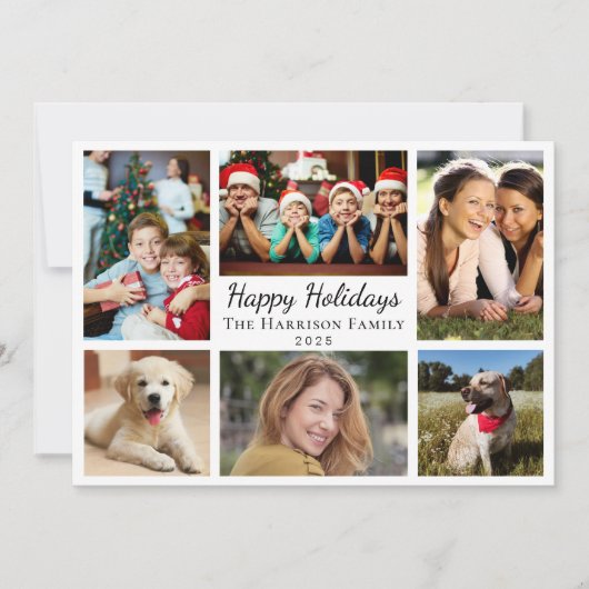 Prettige feestdagen 6 Foto Collage Kerstmis Feestdagenkaart (Voorkant)