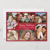 Prettige feestdagen 6 Foto Collage Kerstrood Feestdagenkaart (Voorkant)