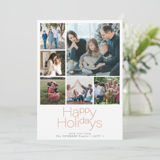 prettige feestdagen 6 fotocollage modern feestdagenkaart (Staand voorkant)