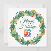 Prettige feestdagen Aangepast bedrijf Logo Christm Feestdagenkaart (Voorkant)