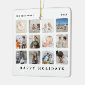 Prettige feestdagen Aangepaste 12 fotocollage Keramisch Ornament (Links)