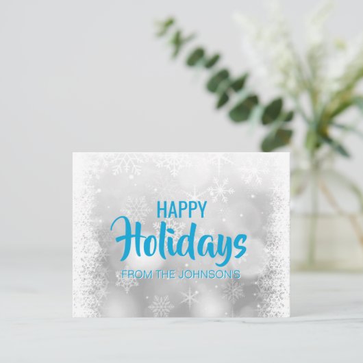 Prettige feestdagen Aangepaste blauwe zilveren sne (Staand voorkant)