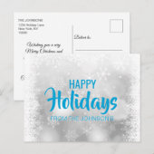 Prettige feestdagen Aangepaste blauwe zilveren sne (Voorkant / Achterkant)