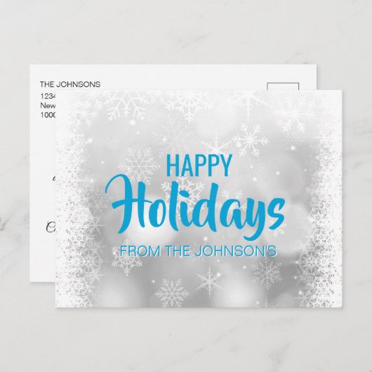 Prettige feestdagen Aangepaste blauwe zilveren sne (Voorkant / Achterkant)