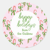 PRETTIGE FEESTDAGEN Aangepaste Candy Canes Xmas Ro Ronde Sticker (Voorkant)