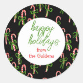 PRETTIGE FEESTDAGEN Aangepaste Candy Canes Xmas Sc Ronde Sticker (Voorkant)