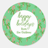 PRETTIGE FEESTDAGEN Aangepaste Candy Canes Xmas Sc Ronde Sticker (Voorkant)