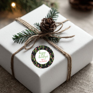 PRETTIGE FEESTDAGEN Aangepaste Candy Canes Xmas Sc Ronde Sticker