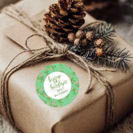 PRETTIGE FEESTDAGEN Aangepaste Candy Canes Xmas Sc Ronde Sticker