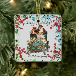 Prettige feestdagen Aangepaste Chic  Ephemera Keramisch Ornament