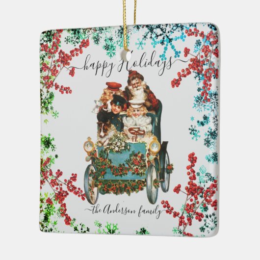 Prettige feestdagen Aangepaste Chic  Ephemera Keramisch Ornament (Links)