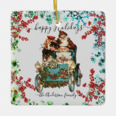 Prettige feestdagen Aangepaste Chic Ephemera Keramisch Ornament (Voorkant)
