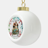 Prettige feestdagen Aangepaste Chic  Ephemera Keramische Bal Ornament (Rechts)