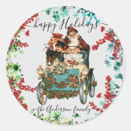 Prettige feestdagen Aangepaste Chic  Ephemera Ronde Sticker