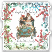 Prettige feestdagen Aangepaste Chic  Ephemera Sticker (Voorkant)