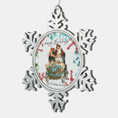 Prettige feestdagen Aangepaste Chic  Ephemera Tin Sneeuwvlok Ornament (Rechts)