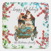 Prettige feestdagen Aangepaste Chic  Ephemera Vierkante Sticker (Voorkant)