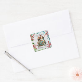 Prettige feestdagen Aangepaste Chic  Ephemera Vierkante Sticker