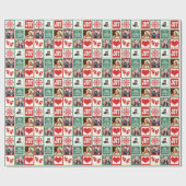 prettige feestdagen Aangepaste familienaam en 4 fo Cadeaupapier (Vlak)