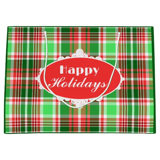 Prettige feestdagen Aangepaste feestelijke rode gr Groot Cadeauzakje (Voorkant)