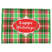 Prettige feestdagen Aangepaste feestelijke rode gr Groot Cadeauzakje (Achterkant)