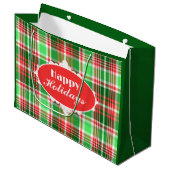 Prettige feestdagen Aangepaste feestelijke rode gr Groot Cadeauzakje (Voorkant Gekanteld)