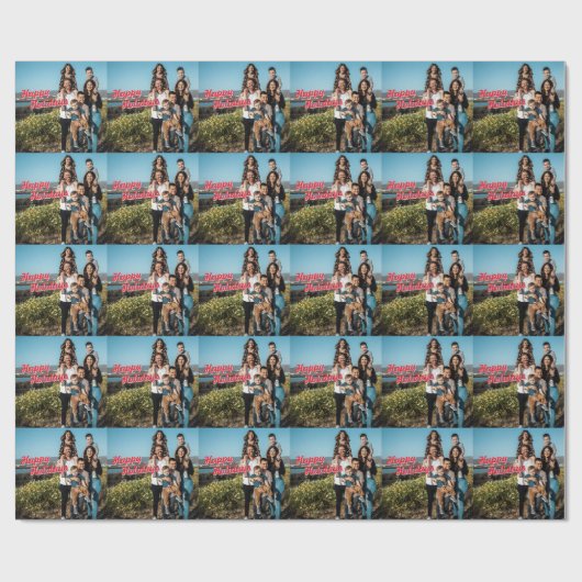 Prettige feestdagen Aangepaste foto Cadeaupapier (Vlak)