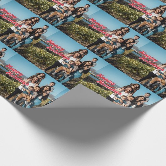 Prettige feestdagen Aangepaste foto Cadeaupapier (Hoek)