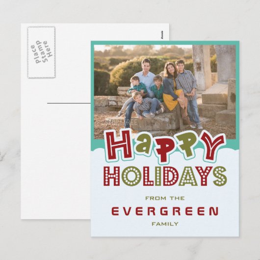 Prettige feestdagen aangepaste foto en naam briefk (Voorkant / Achterkant)