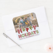 Prettige feestdagen aangepaste foto- en naamsticke vierkante sticker (Envelop)