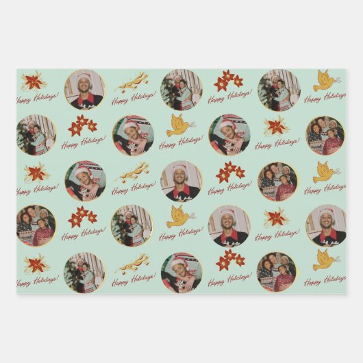 Prettige feestdagen Aangepaste foto Inpakpapier Vel (Voorkant 3)