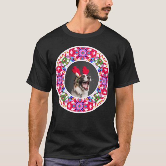 Prettige feestdagen Aangepaste foto Kerstmis Pet D T-shirt (Voorkant)