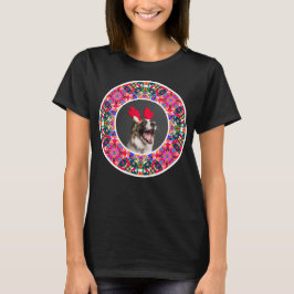 Prettige feestdagen Aangepaste foto Kerstmis Pet D T-shirt